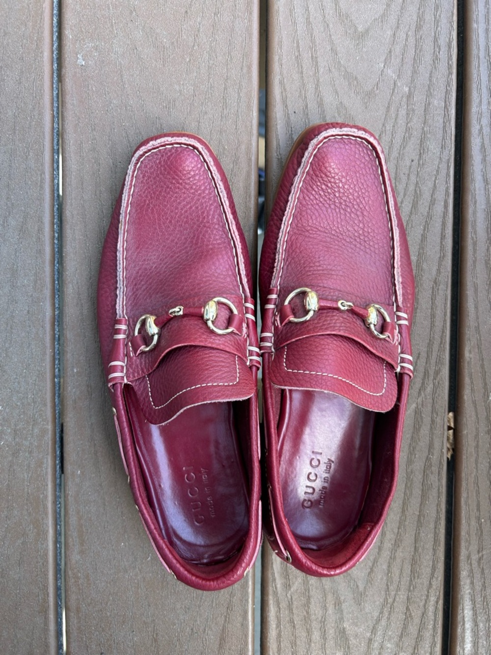 Gucci Men's Burgundy Leather Horsebit Loafers